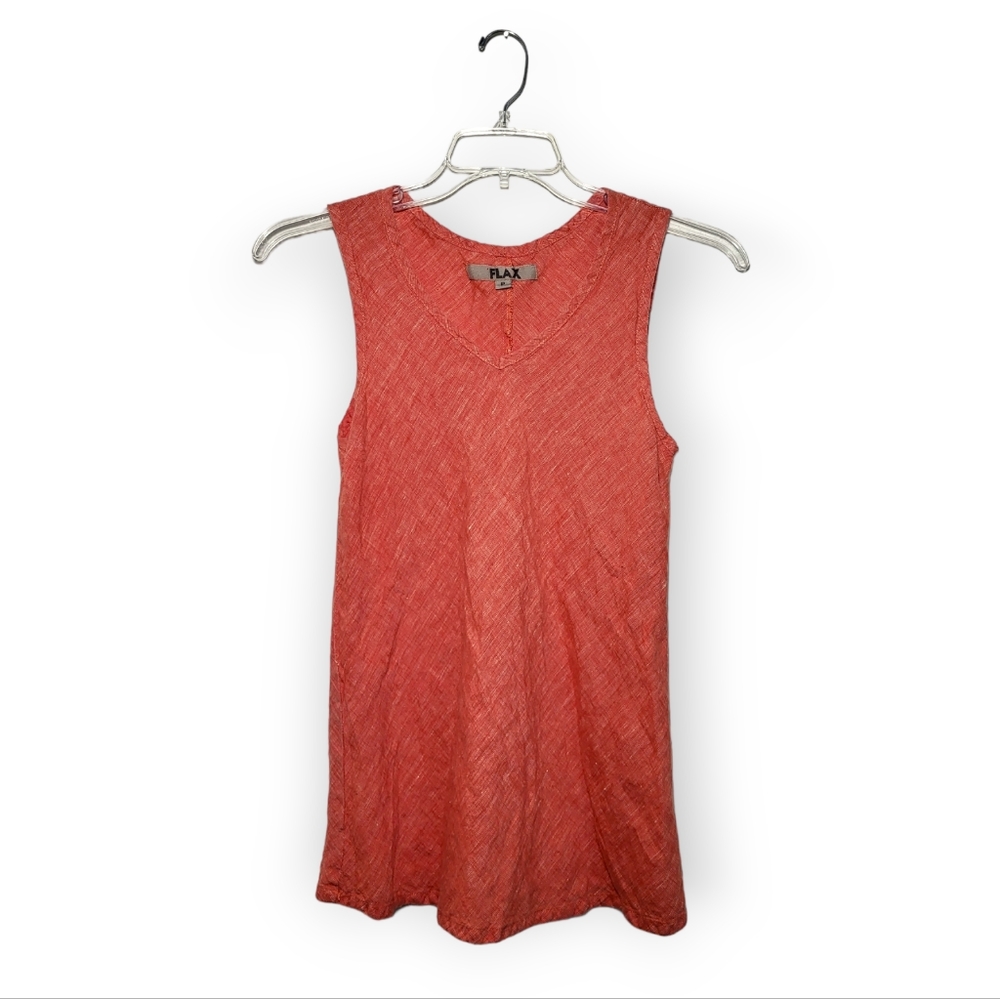FLAX Linen Sleeveless Tunic Top Orange   Sz 4 - 6
